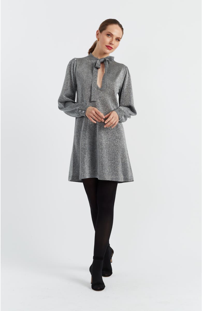 Chinti & Parker Lurex Bow Dress with Tie Neck, Alternate, color, 