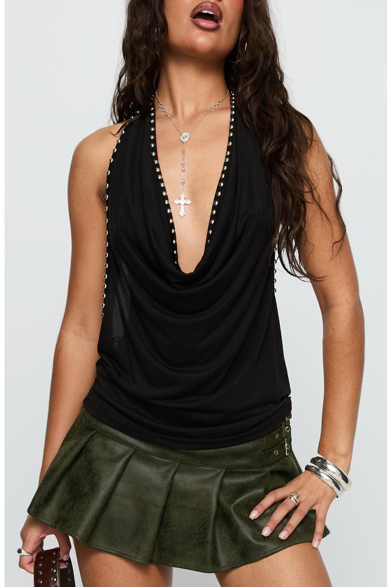 Khoda Stud Halter Top, Main, color, BLACK