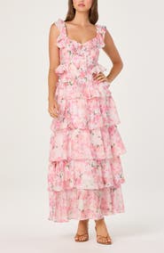 ASTR the Label Adessa Floral Ruffle Trim Tiered Dress