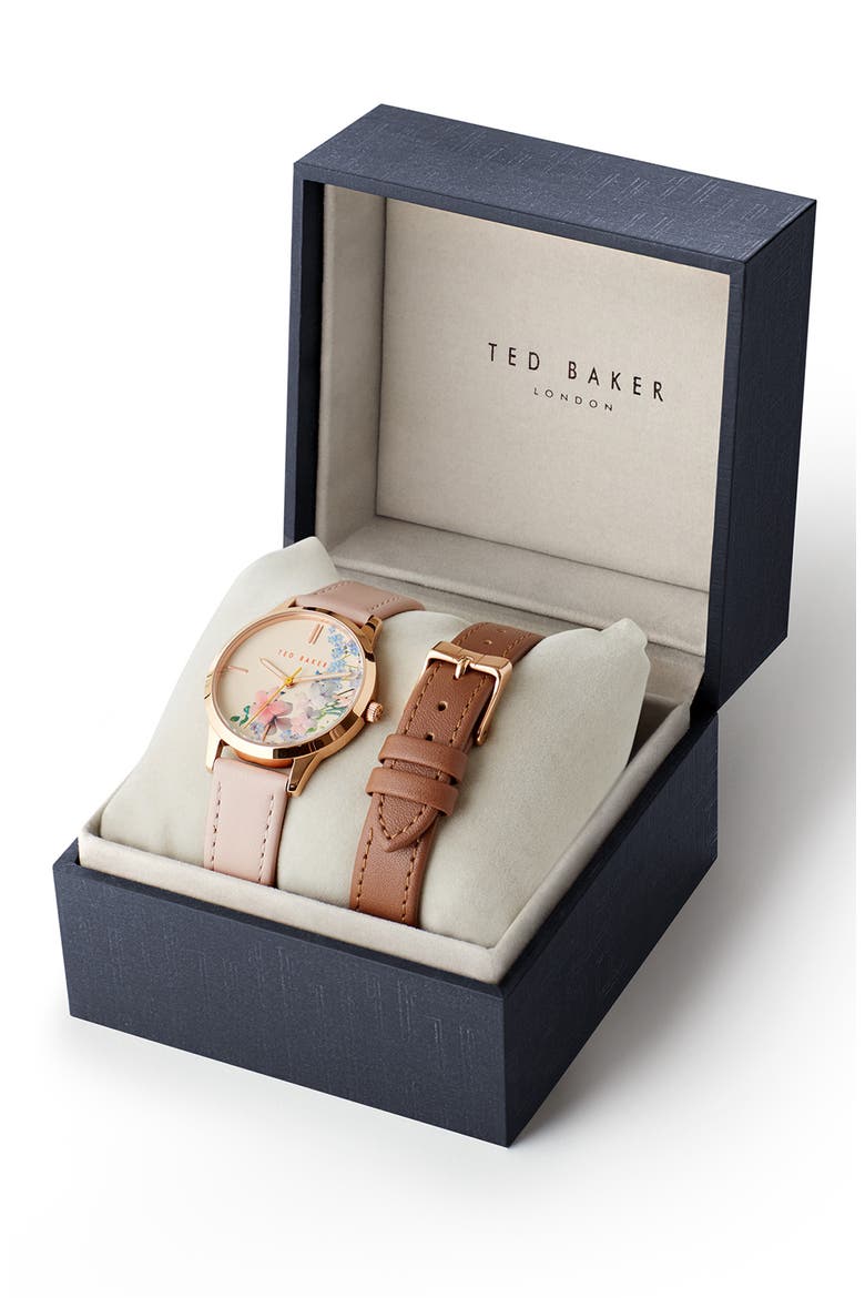 Fitzrovia Leather Strap Gift Set, 34mm, Alternate, color, PINK