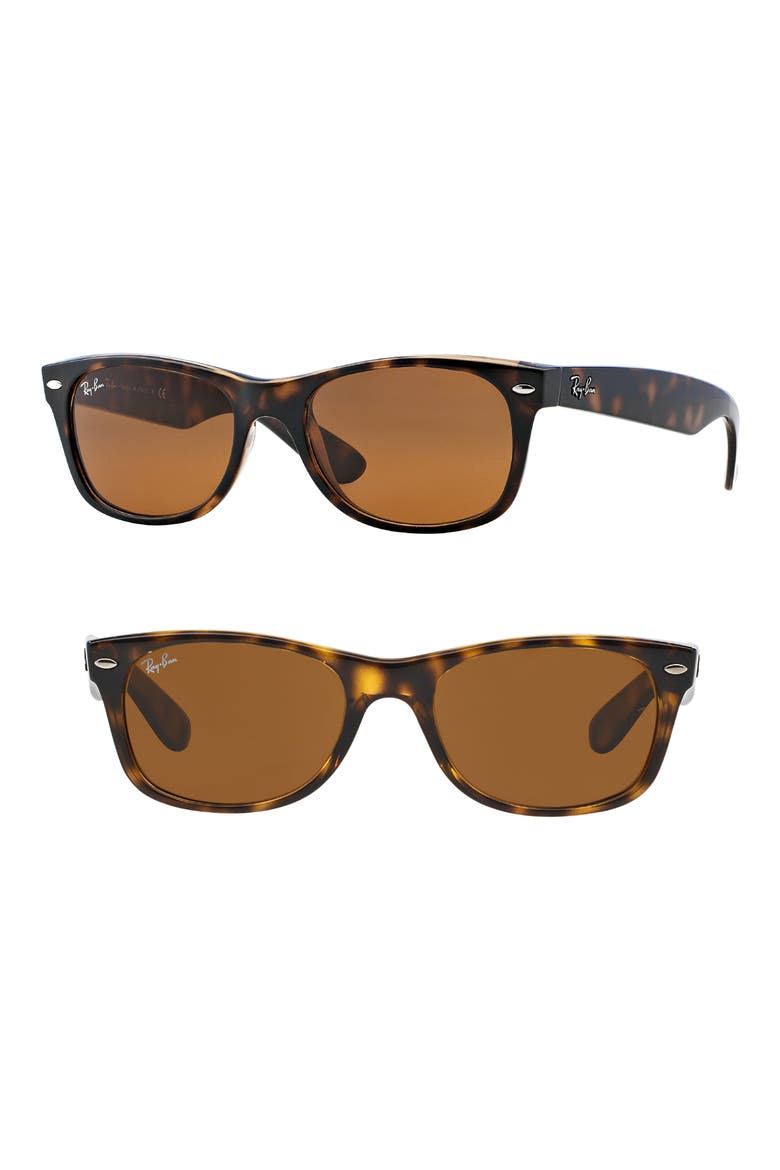 New Wayfarer 55mm Rectangular Sunglasses, Alternate, color, LIGHT HAVANA