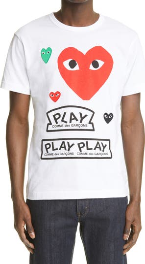 Tシャツ・カットソー PLAY COMME des GARCONS Heart Face Graphic Tee Comme des Garçons PLAY Comme de Garçons PLAY Heart Face