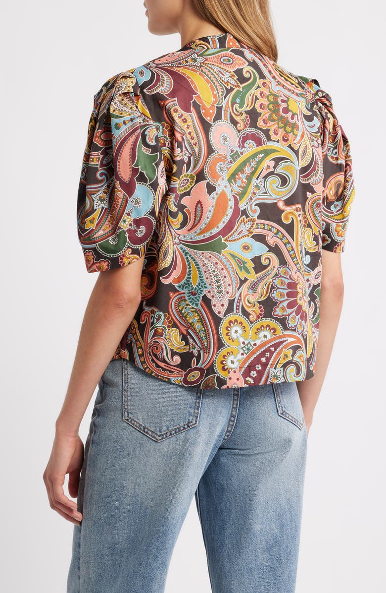 LOVE THE LABEL Maggie Pintuck Puff Sleeve Top, Alternate, color, Paisley Fanfare Liberty Print