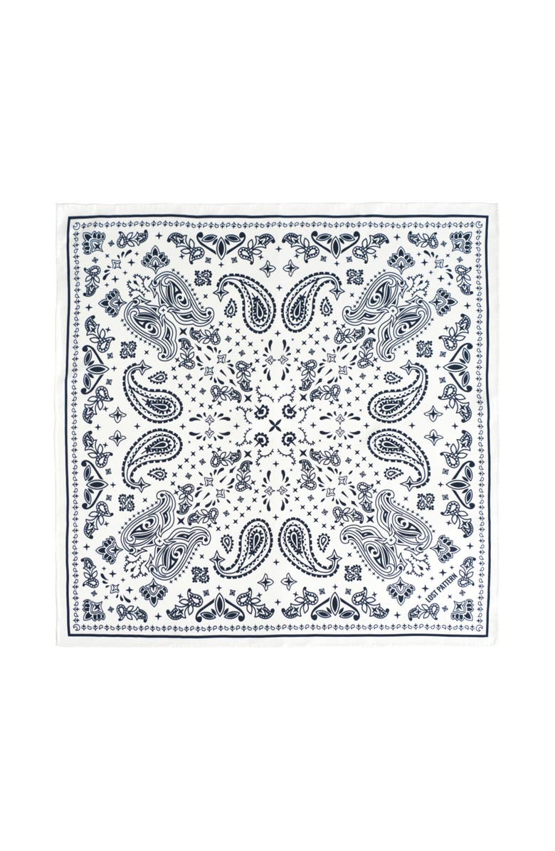 Lost Pattern "Paisley" Silk Bandana Scarf, Main, color, Moonlight White