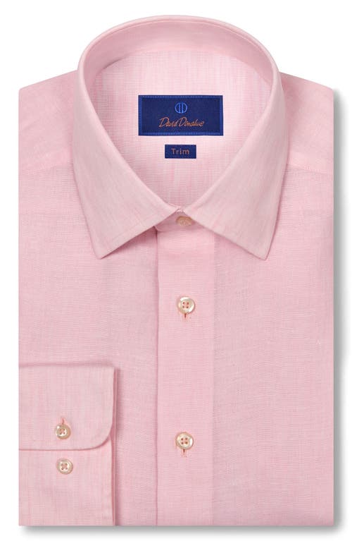 David Donahue Trim Fit Linen Solid Dress Shirt