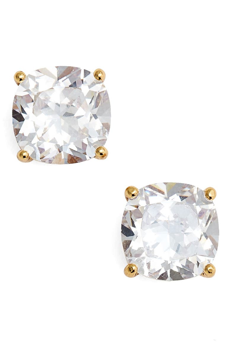 mini square stud earrings, Main, color, CLEAR