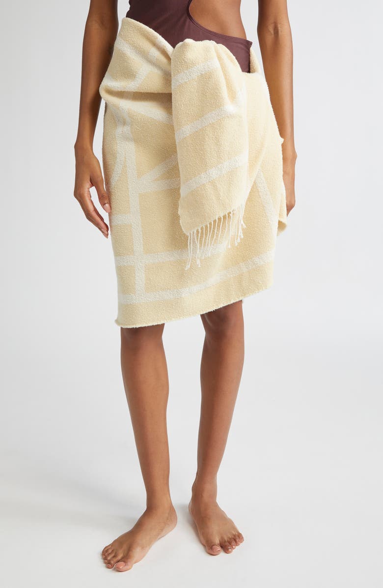 TOTEME Monogram Fringe Scarf, Alternate, color, Ecru/ Straw