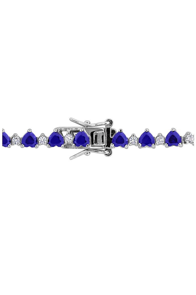 Heart Cut Lab Created Blue Sapphire & White Sapphire Tennis Bracelet, Alternate, color, BLUE