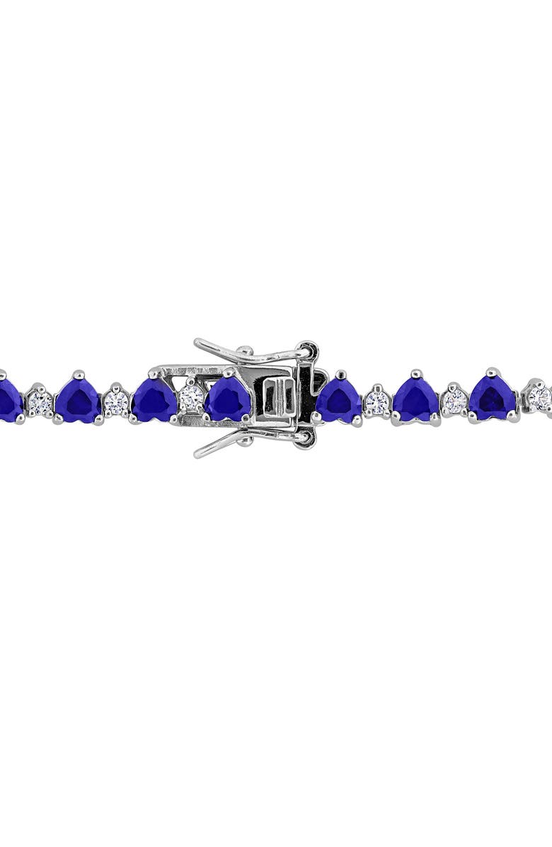DELMAR Heart Cut Lab Created Blue Sapphire & White Sapphire Tennis Bracelet, Alternate, color, Blue