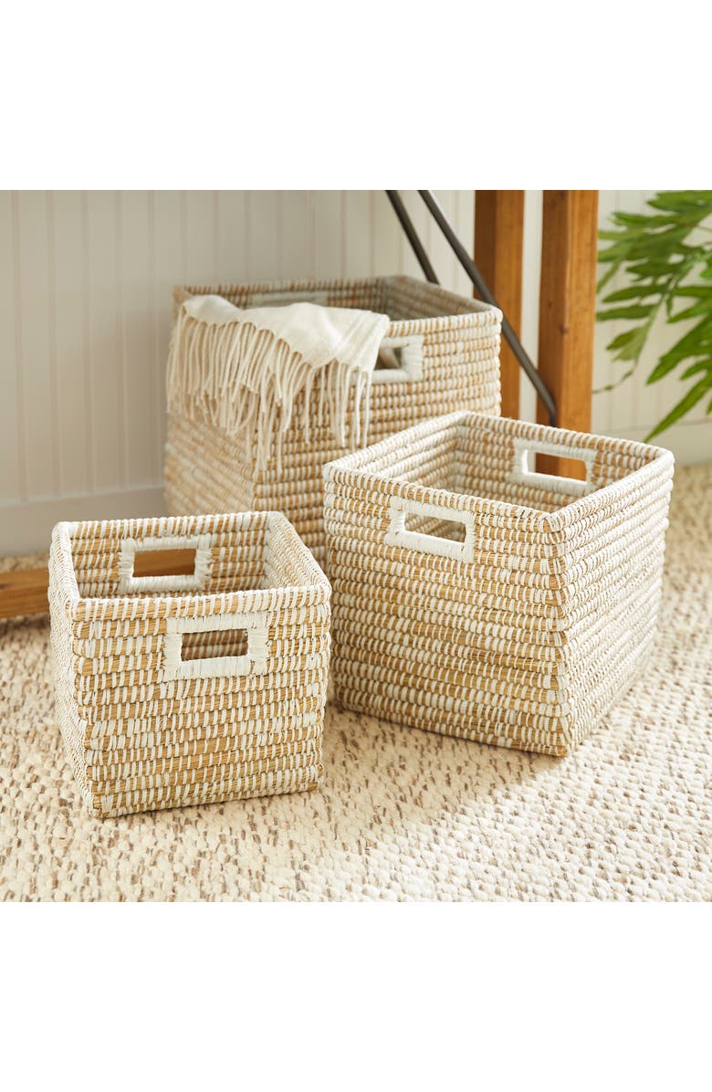 Napa Home & Garden Rivergrass Square Baskets With Handles Set of 3, Alternate, color, 