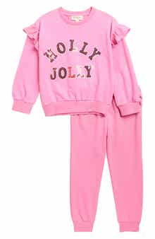 Jessica Simpson Kids' Holly Jolly French Terry Pullover & Joggers Set