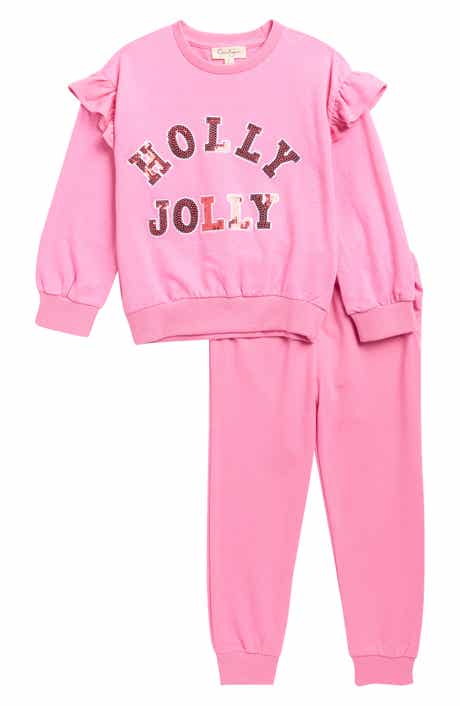 Jessica Simpson Kids' Holly Jolly French Terry Pullover & Joggers Set