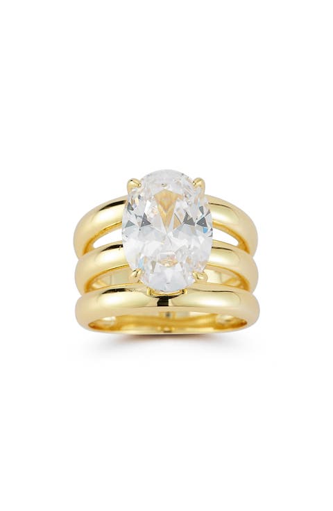 Oval Cubic Zirconia Multi-Band Statement Ring