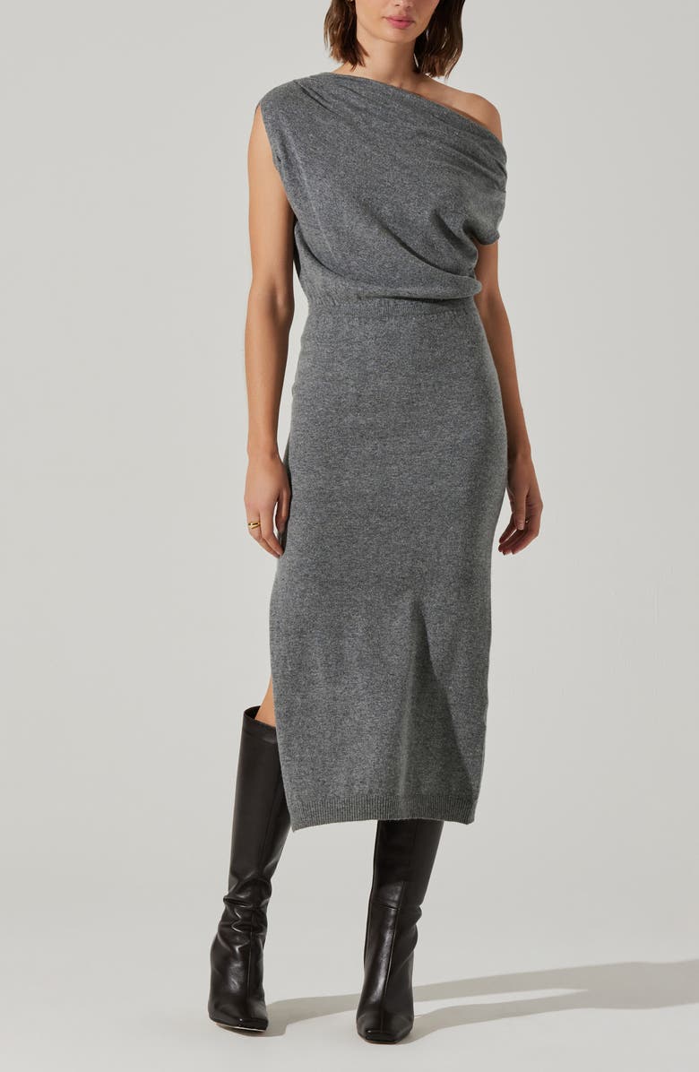 ASTR the Label Val Asymmetric Sweater Dress, Alternate, color, Charcoal