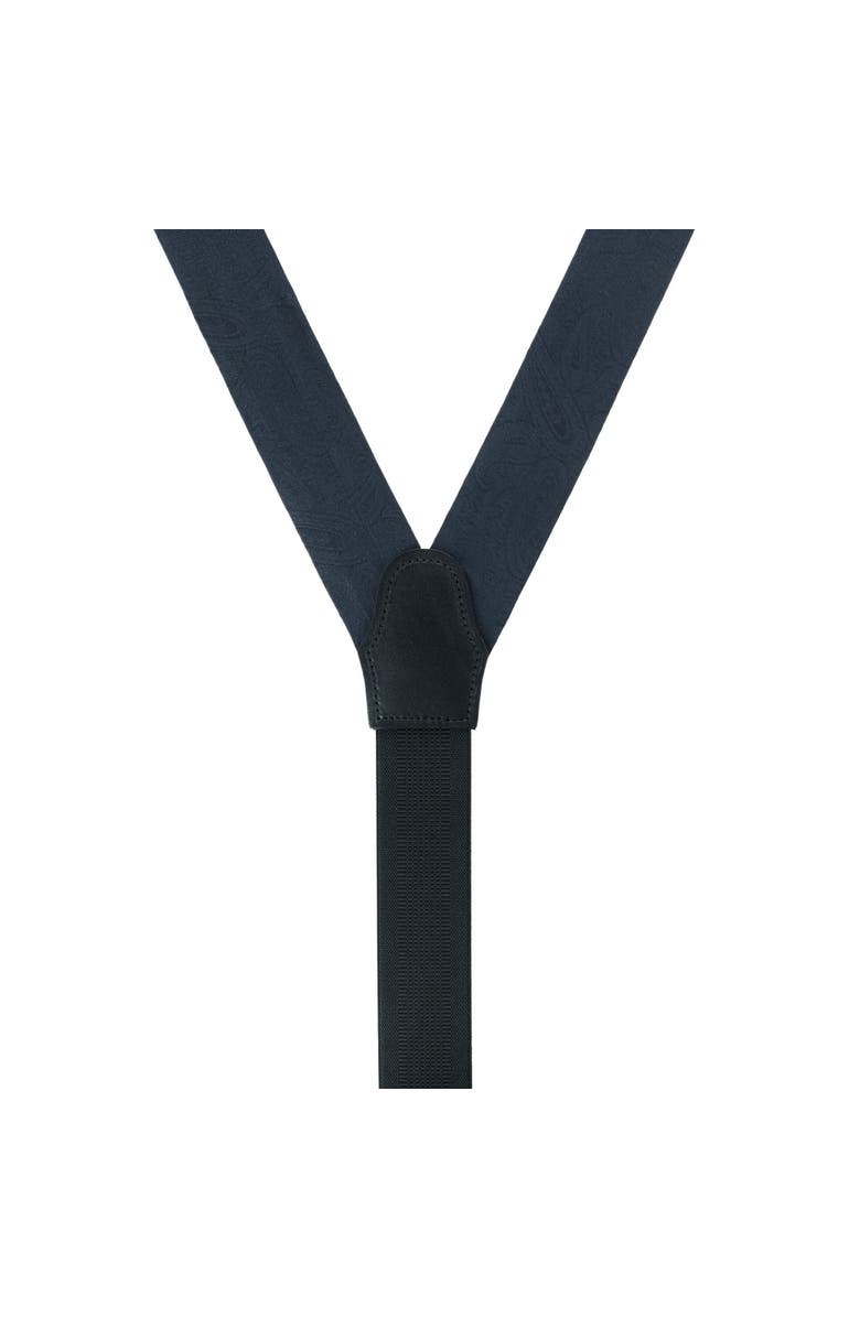 Trafalgar Big & Tall Banbury Tone on Tone Paisley Silk Formal Suspenders, Alternate, color, Black