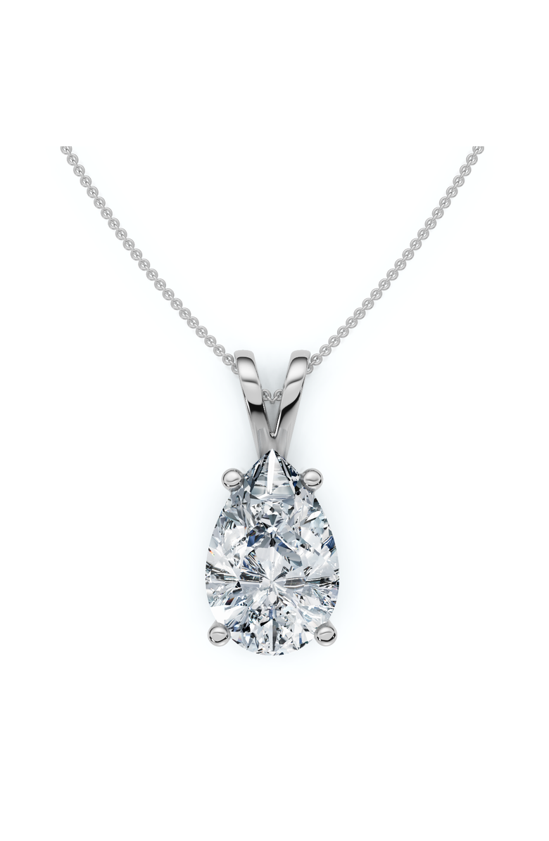 Bliss Diamond 4Ct Solitaire Pear Shape Diamond Pendant Lab Grown 14k Gold 18" Necklace, Main, color, White Gold