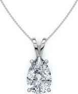 Bliss Diamond 4Ct Solitaire Pear Shape Diamond Pendant Lab Grown 14k Gold 18" Necklace