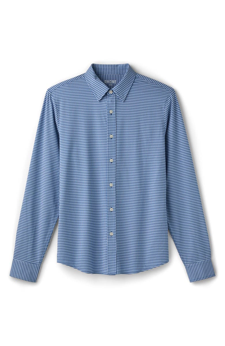 Rhone Commuter Slim Fit Gingham Check Performance Button-Up Shirt, Alternate, color, Navy Gingham