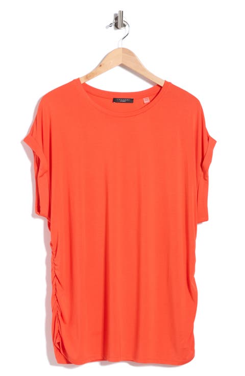 Cuff Short Sleeve Ruched T-Shirt (Plus)