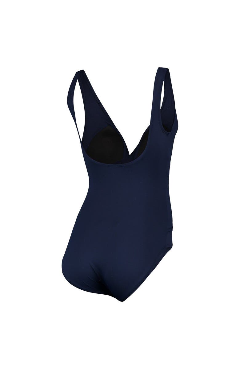Tommy Bahama Women's Tommy Bahama College Navy Seattle Seahawks Pearl Clara Wrap One-Piece Swimsuit, Alternate, color, 