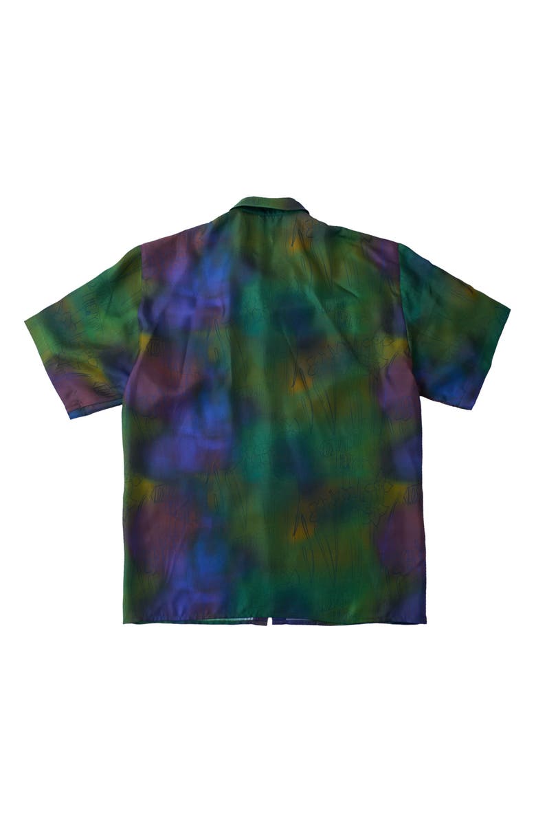 Lost Pattern NYC "Brooklyn" Oversized Silk Hawaii Shirt, Alternate, color, Green