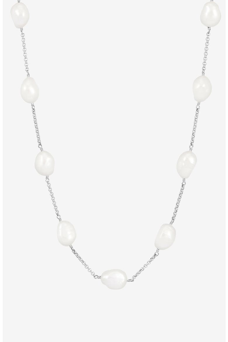 White Baroque Pearl Chain Necklace, Main, color, Sterling Silver