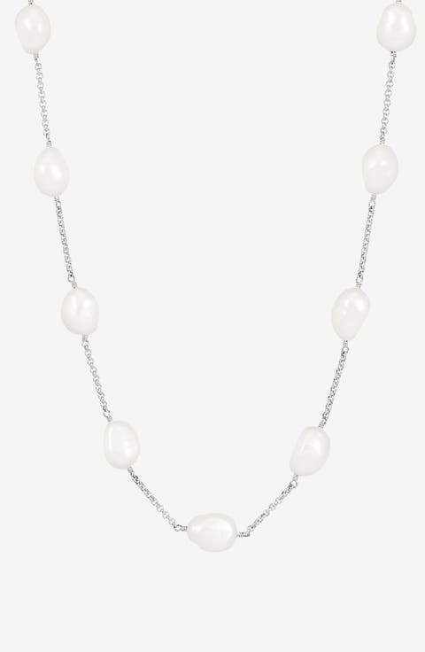 White Baroque Pearl Chain Necklace