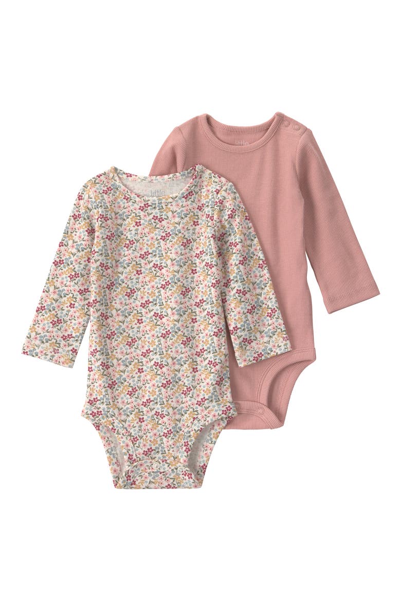2-Pack Assorted Organic Cotton Bodysuits, Main, color, LIGHT PINK/ PINK FLORAL