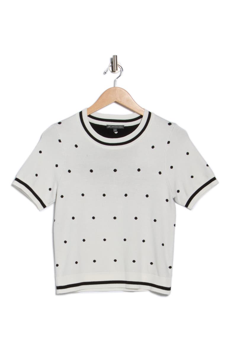 Short Sleeve Jacquard Sweater, Alternate, color, IVORY MEDIUM SIMPLE DOT