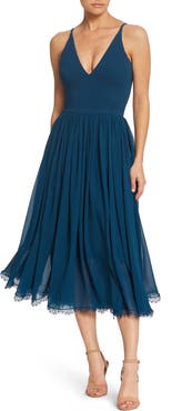 Dress the Population Alicia Mixed Media Midi Dress