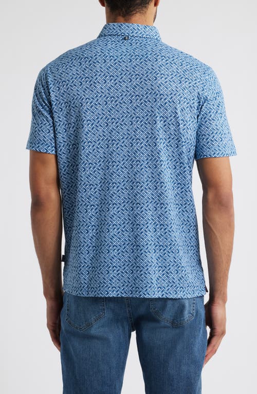 Stone Rose Sun Faded Performance Jersey Polo In Dark Denim