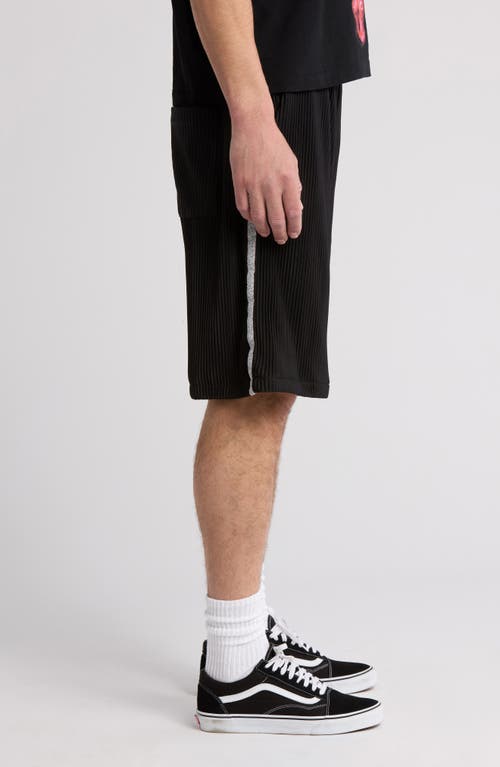 Jungles Cotton Plissé Drawstring Shorts In Black