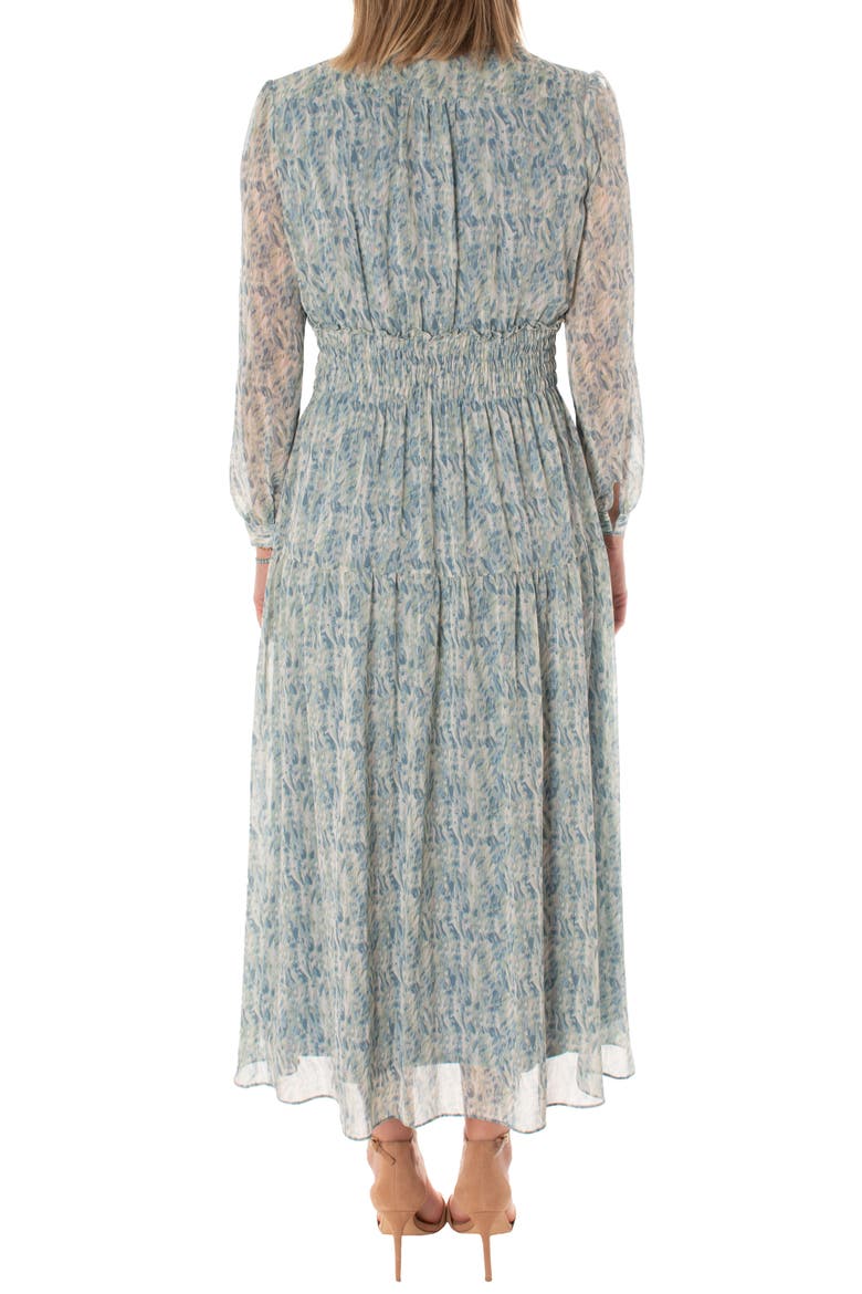 Long Sleeve Smocked Maxi Dress, Alternate, color, SAGE PERIWINKLE