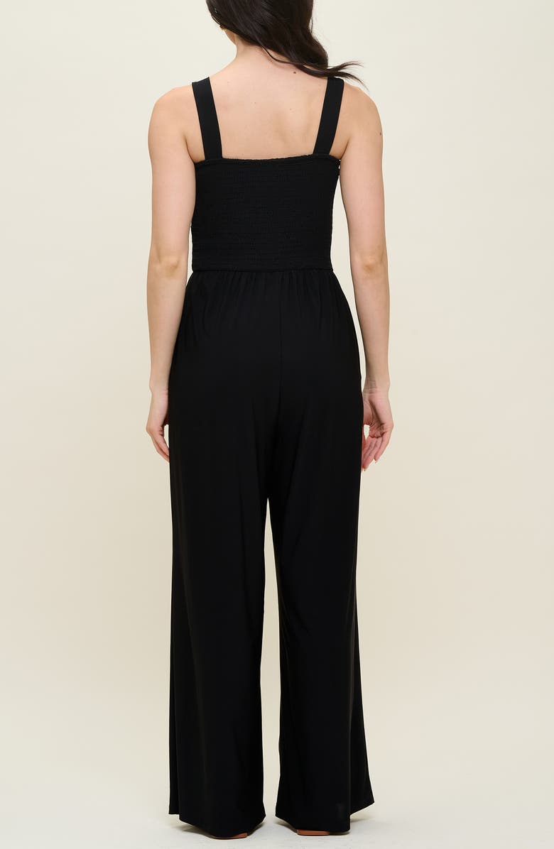 WEST K Smocked Knit Sleeveless Jumpsuit, Alternate, color, Black