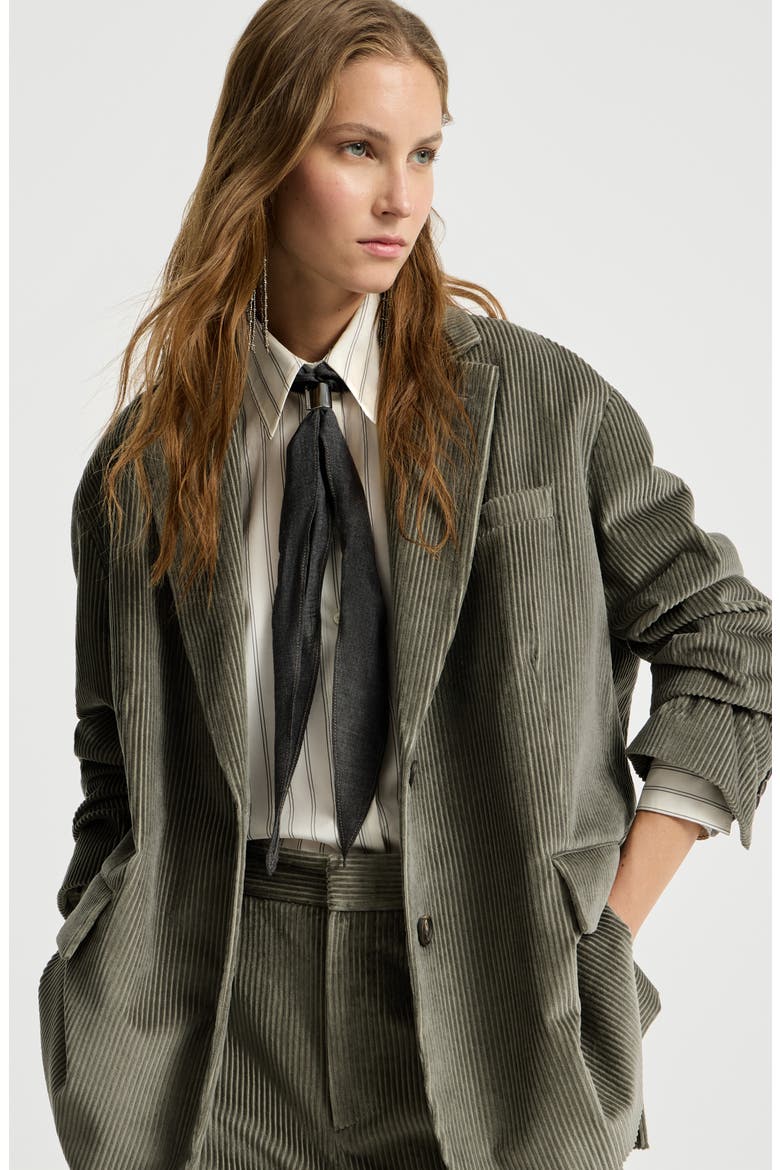 Cotton corduroy blazer with monili, Alternate, color, Origano