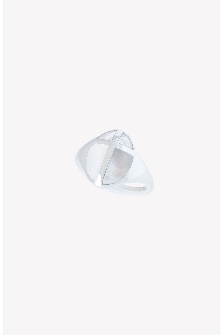 Mother Of Pearl Cross Ring, Alternate, color, Sterling silver