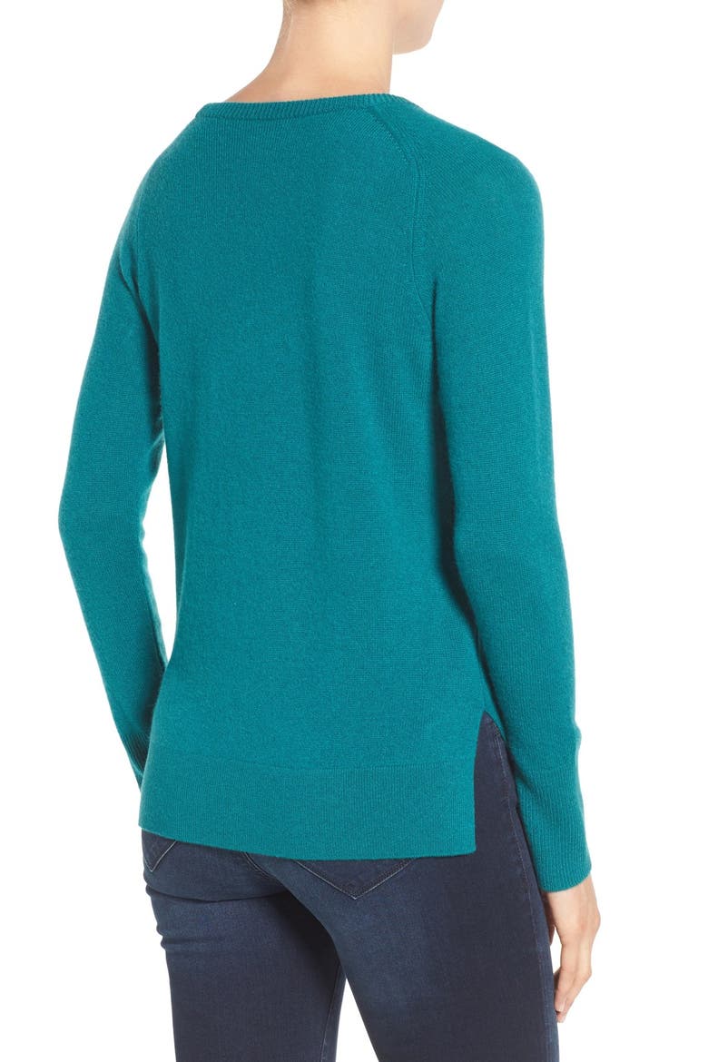 Crewneck Lightweight Cashmere Sweater, Alternate, color, TEAL GREEN