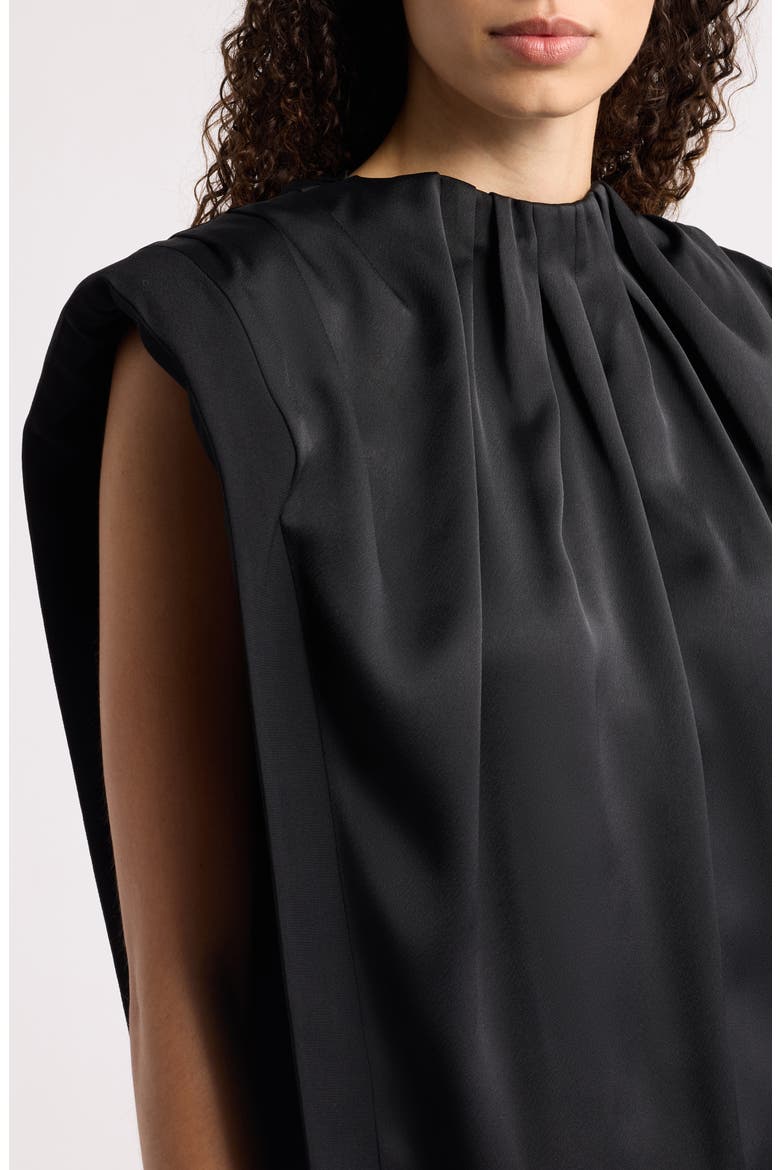 Draped Satin Top, Alternate, color, BLACK