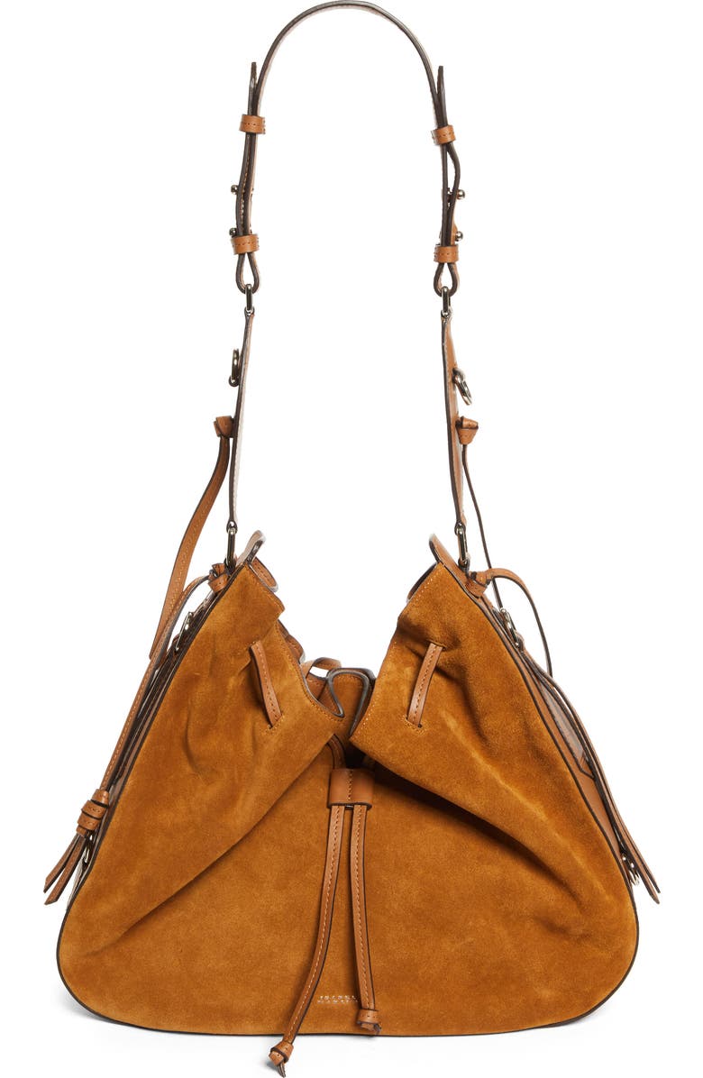 Isabel Marant Bolton Suede Hobo Bag, Main, color, Cognac