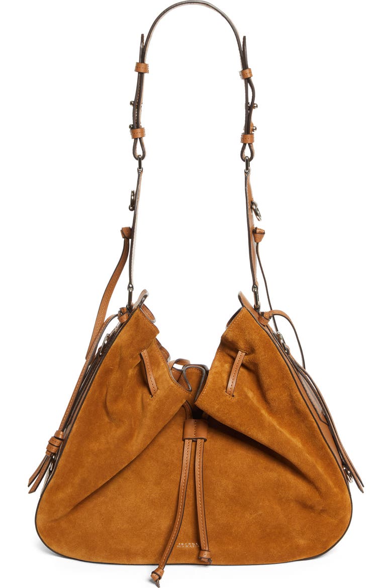 bolton suede and leather backpack in Venice Collection THE BOLTON HOBO SUEDE SHOULDER BAG by Isabel Marant is the epitome of refined elegance in a classic hobo silhouette Bolton leather shoulder bag in