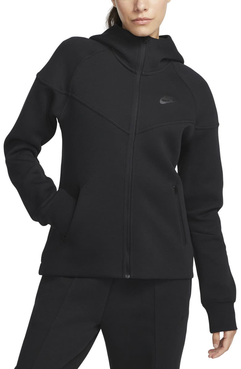 Nike Sportswear Tech Fleece Windrunner Zip Hoodie, Main, color, 010 Black/Black