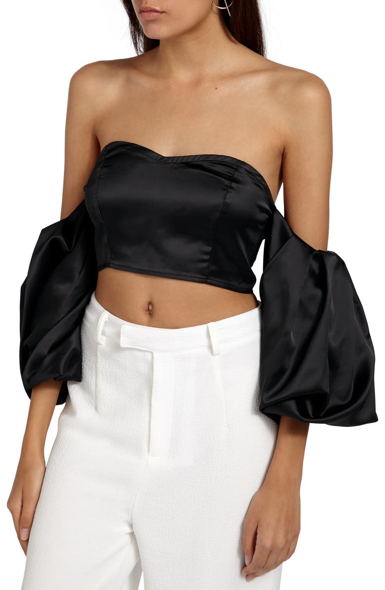 Missguided Off the Shoulder Crop Top, Alternate, color,