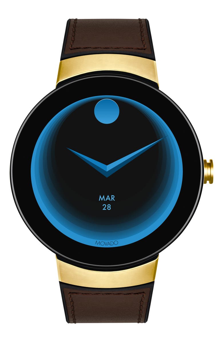 Movado Connect Silicone & Leather Strap Smart Watch, 44mm, Alternate, color, 