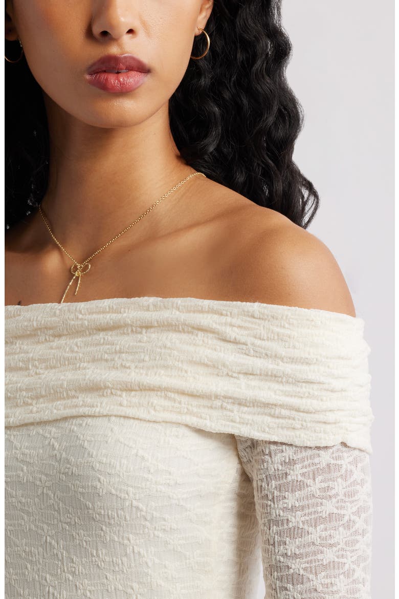 Long Sleeve Lace Off the Shoulder Minidress, Alternate, color, IVORY