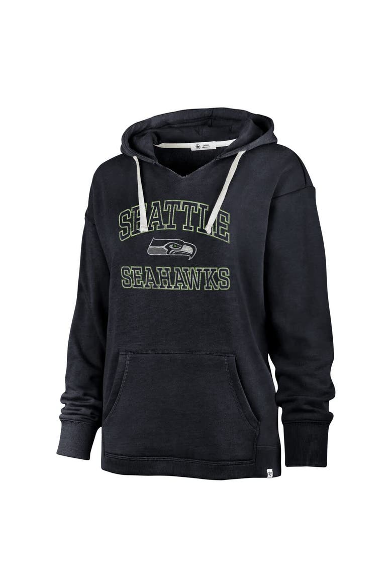 Women's '47  Navy Seattle Seahawks Clarity Naomi Hoodie, Alternate, color, Charcoal