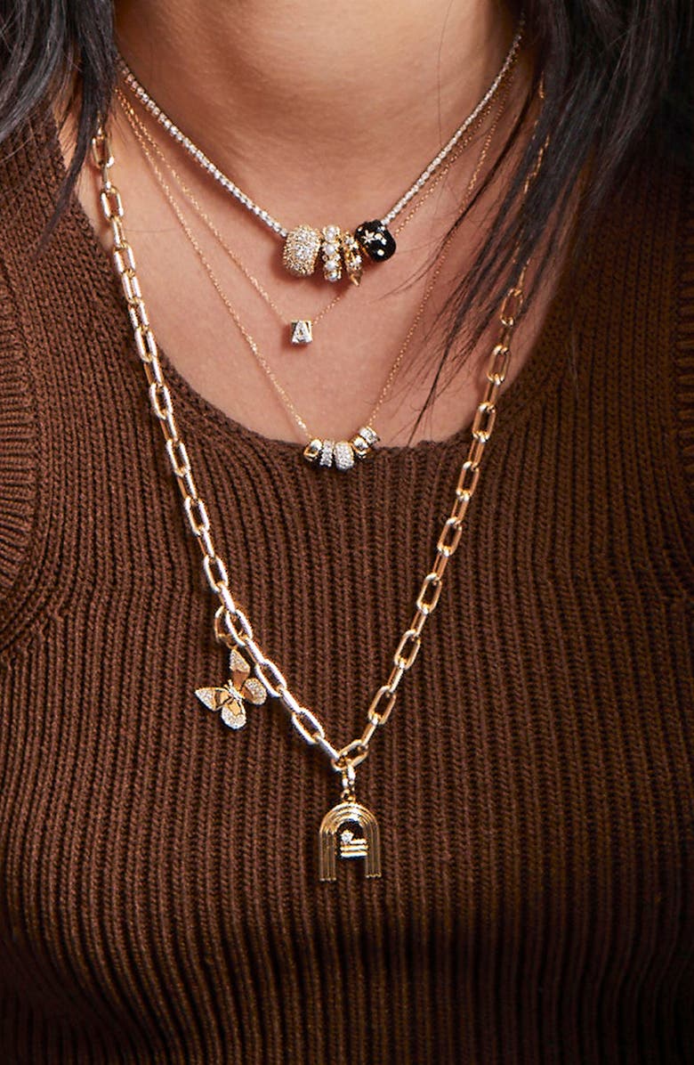 Adina Reyter Freshwater Pearl & Diamond Rounds Big Bead Charm Pendant, Alternate, color, D0.14 14Kyg