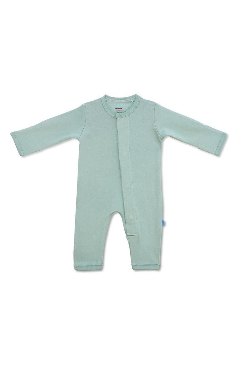Magnetic Me Simply Sprout Solid Organic Cotton Magnetic Closure Romper, Main, color, Sprout Solid