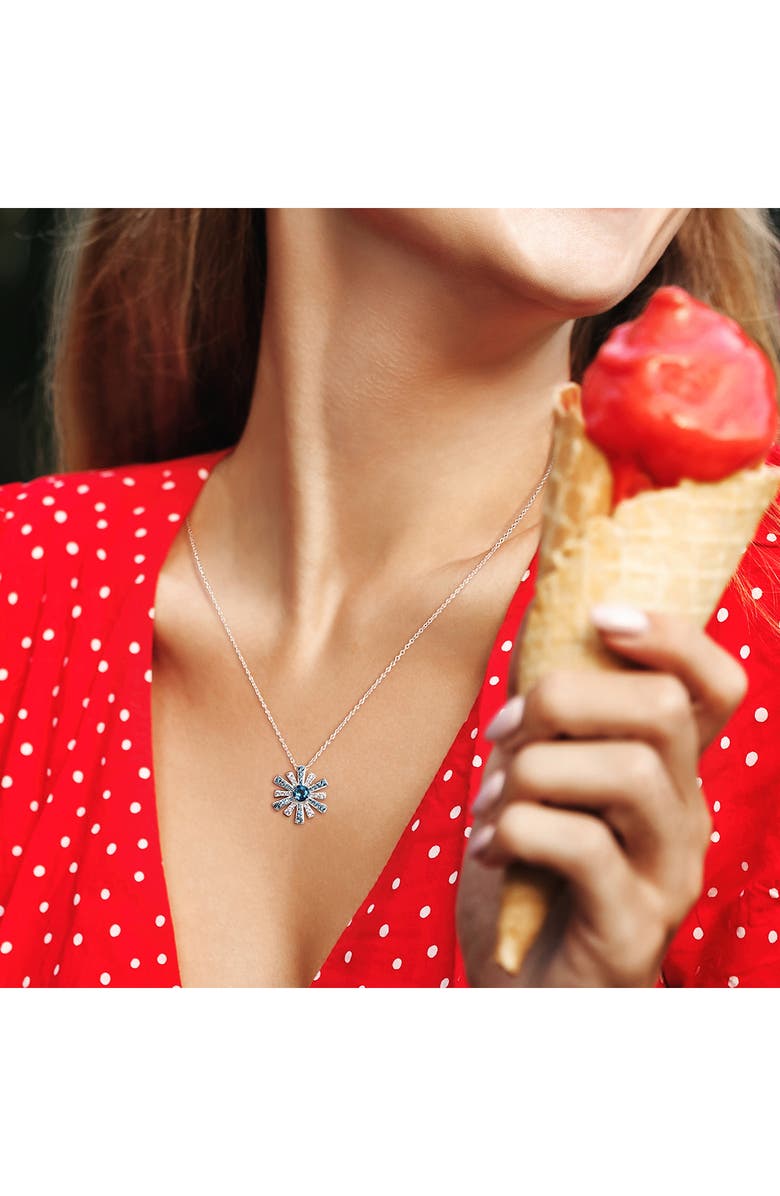 DELMAR Sterling Silver London Blue Topaz & White Topaz Sunburst Pendant Necklace, Alternate, color, Blue