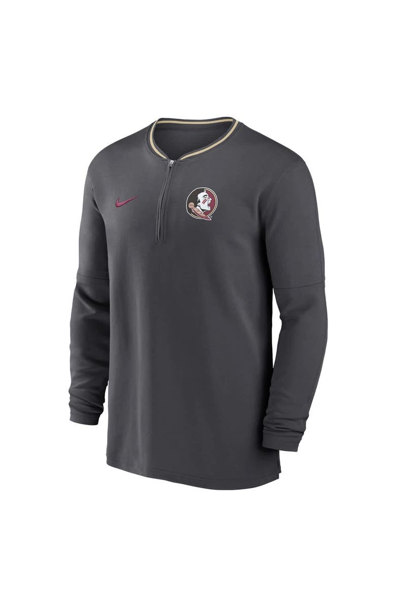 Nike Men's Nike Anthracite Florida State Seminoles 2024 Sideline Coach Performance Half-Zip Long Sleeve Top, Alternate, color, 