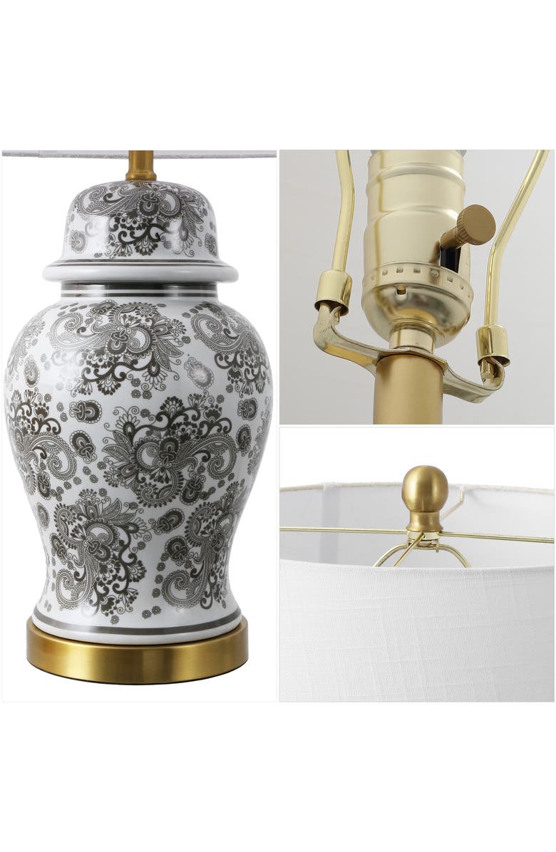 JONATHAN Y Ellis Chinoiserie Ceramic LED Table Lamp, Alternate, color, Gray/White